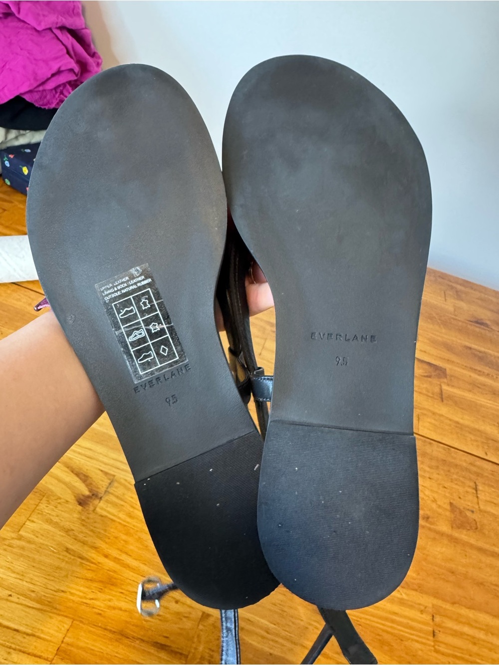 Everlane Endless Summer Black Leather Thong Wrap Around Sandals Size 9.5 - Picture 4 of 4